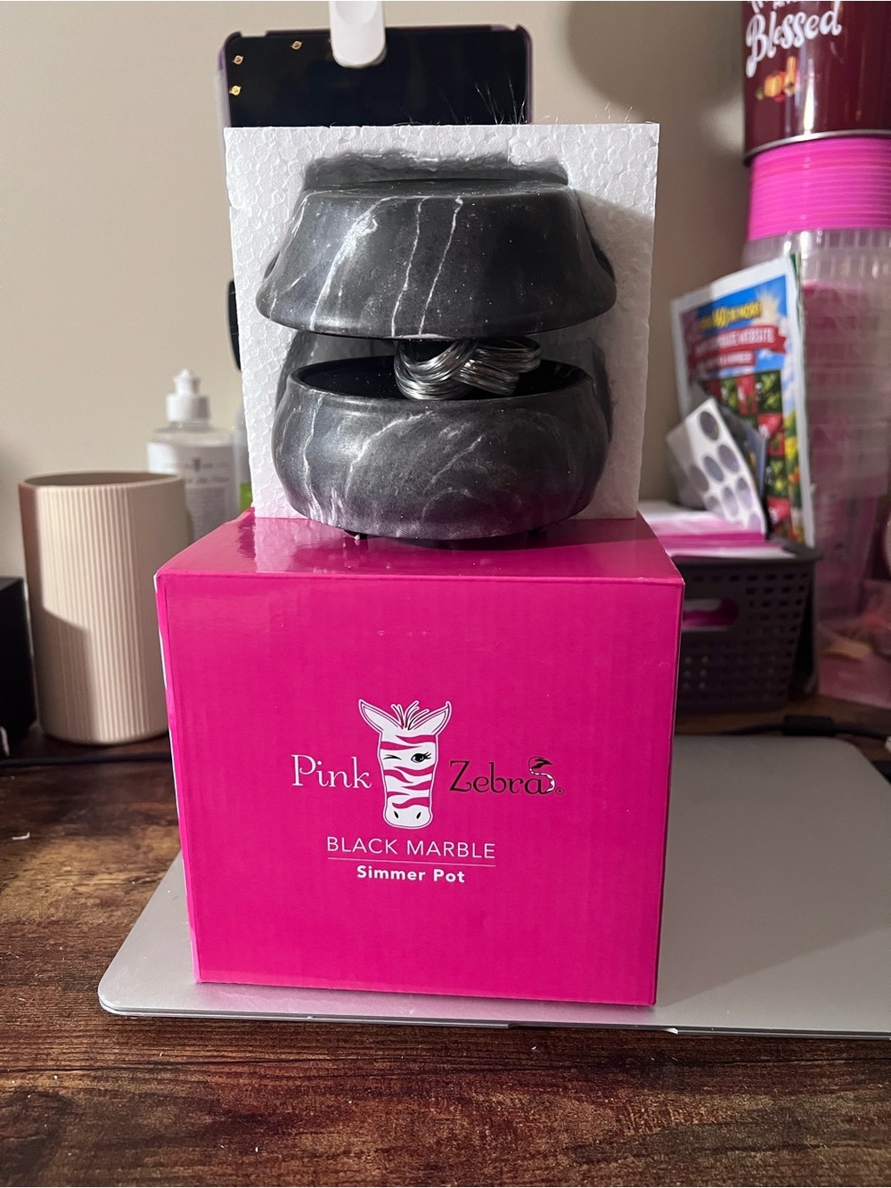 Pink Zebra Black Marble Simmer Pot Wax Warmer